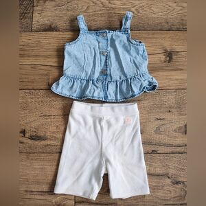 Zara Light Blue Denim Layered with White Bottom